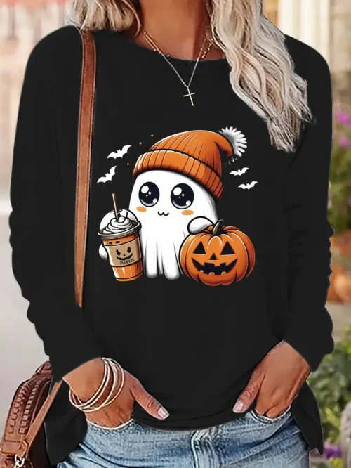Halloween Ghost Print Long Sleeve