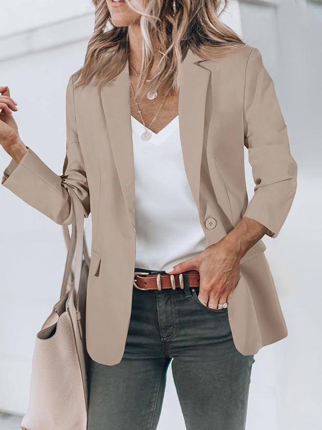 Cicy Bell Womens Casual Blazers Open Front Long Sleeve Work Office Suit Jackets Blazer – photo 3 of 5