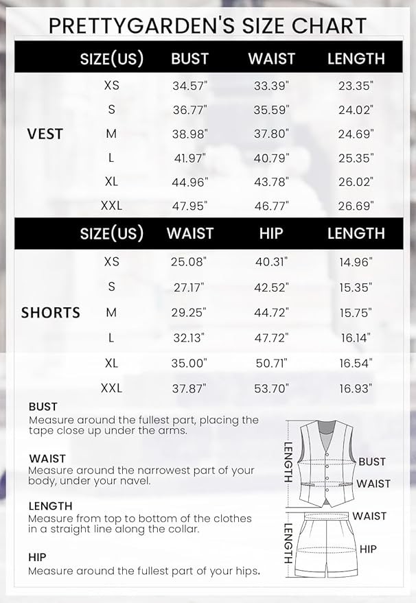 PRETTYGARDEN Women's Summer 2 Piece Outfits Sleeveless Matching Sets Button Down V Neck Vest Waistcoat and Pockets Shorts – photo 5 of 5