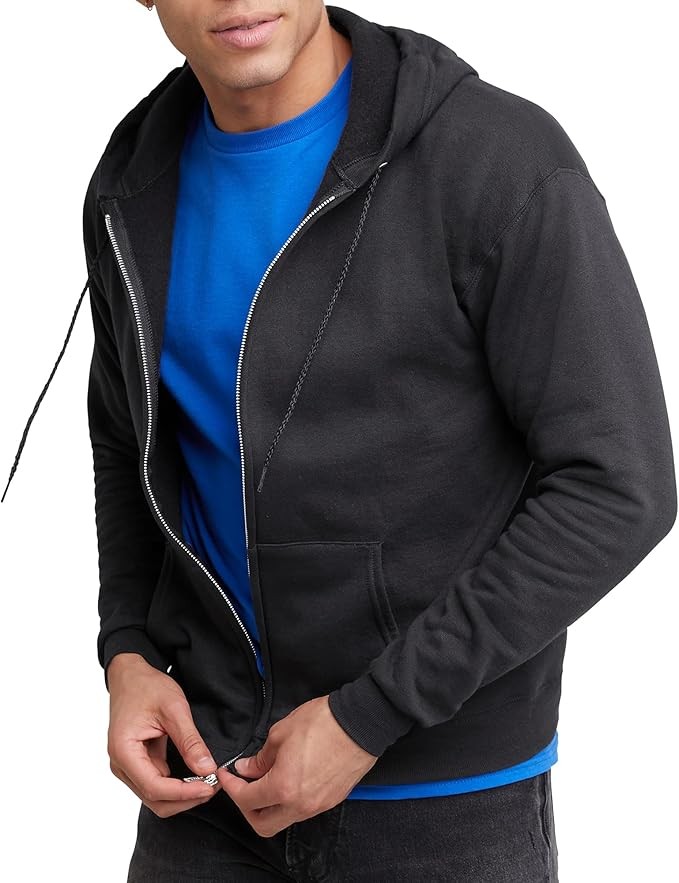 Hanes Men's Zip-Up Hoodie, EcoSmart Fleece Full-Zip Hoodie for Men, Hooded Sweatshirt – photo 3 of 5