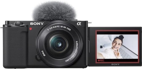 Sony Interchangeable Lens Vlog Camera Power Zoom Lens Kit (Included Lens: SELP1650) Sony ZV-E10L Digital Camera B, VLOGCAM, Windscreen Included, Black