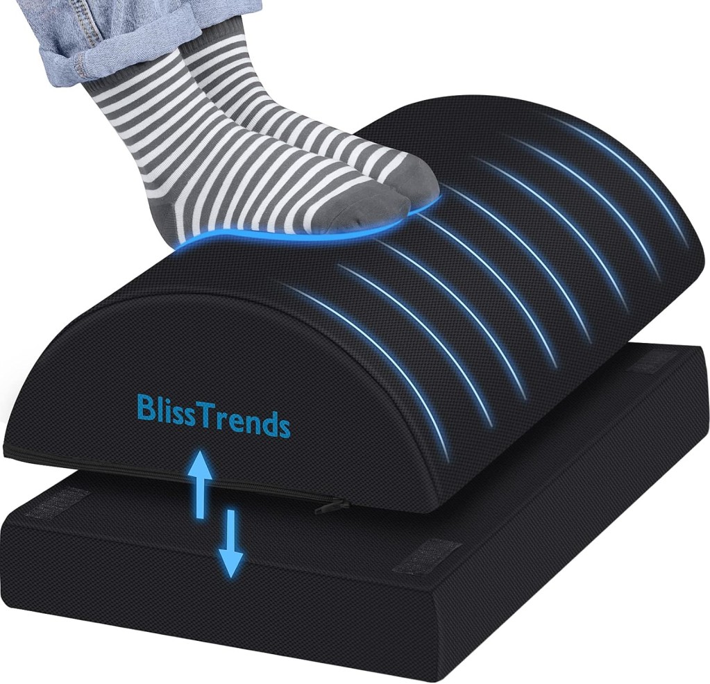 BlissTrends Foot Rest for Under Desk at Work-Versatile Foot Stool with Washable Cover-Comfortable Footrest with 2 Adjustable Heights for Car,Home and Office to Relieve Back,Lumbar,Knee Pain-Black – photo 4 of 5