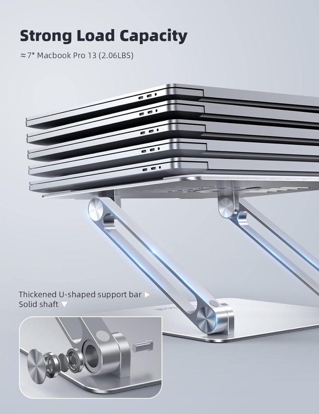 Lamicall Adjustable Laptop Stand, Portable Laptop Riser, Aluminum Laptop Stand for Desk Foldable, Ergonomic Computer Notebook Stand Holder for MacBook Air Pro, Dell XPS, HP (10-17.3'') - Silver – photo 5 of 5