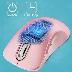 memzuoix 2.4G Wireless Mouse, 1200 DPI Mobile Optical Cordless Mouse with USB Receiver, Portable Computer Mice Wireless Mouse for Laptop, PC, Desktop, MacBook, 5 Buttons (Pink) – photo 2 of 5