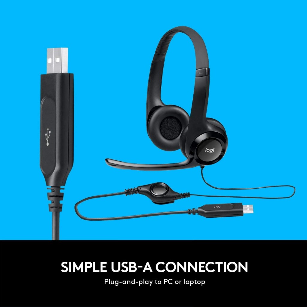 Logitech H390 Wired Headset for PC/Laptop, Stereo Headphones with Noise Cancelling Microphone, USB-A, in-Line Controls for Video Meetings, Music, Gaming and Beyond - Black – photo 4 of 5