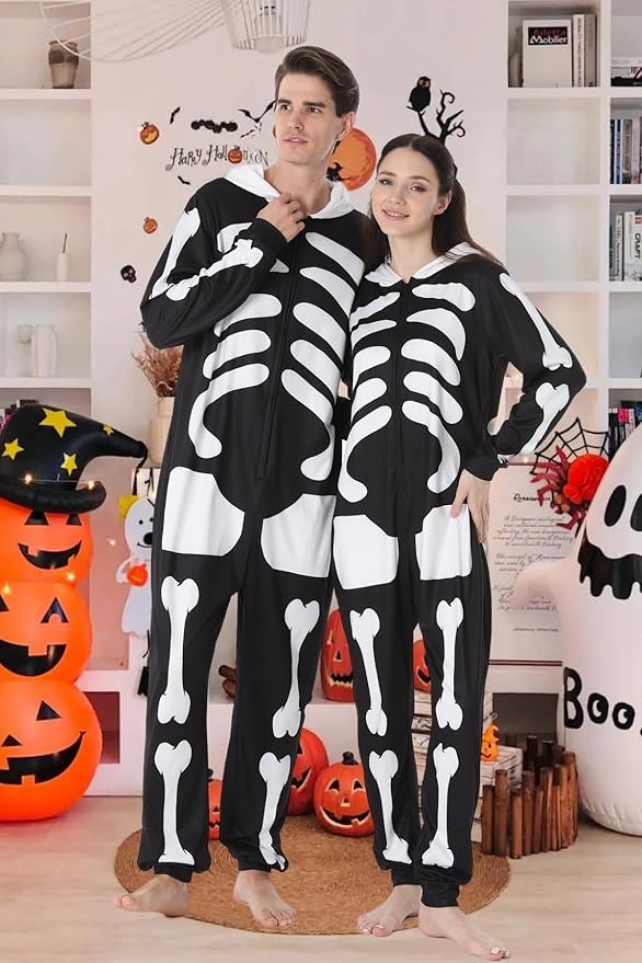 YEAXLUD Family Matching Halloween Pajamas Adult Onesie Couples Men Pjs Women's Novelty One-piece Pajamas – photo 2 of 5
