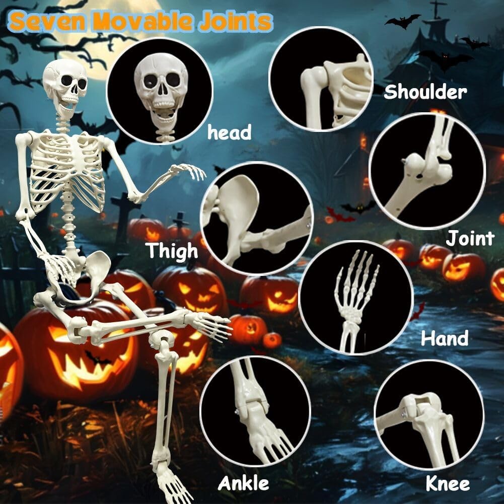5.4Ft Posable Halloween Skeleton, Full Body Life Size Skeleton with Dog Skeleton for Halloween Spooky Party Props Decor – photo 3 of 5