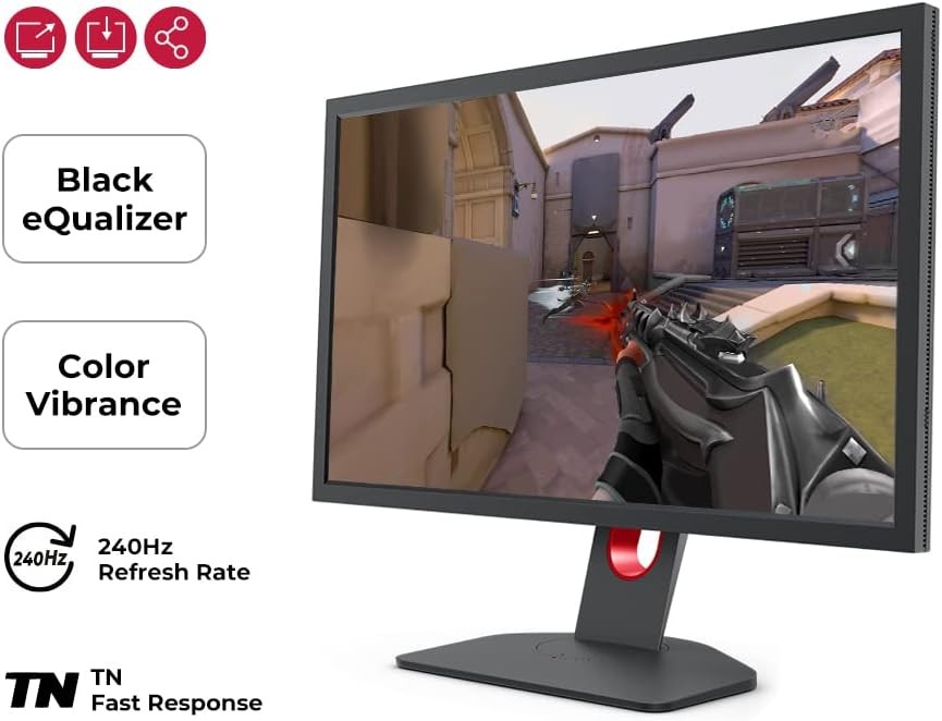 BenQ ZOWIE XL2540K 24.5-inch 240Hz Gaming Monitor 1080P 1ms Smaller Base Flexible Height & Tilt Adjustment XL Setting to Share Customizable Quick Menu Black eQualizer Color Vibrance – photo 2 of 5