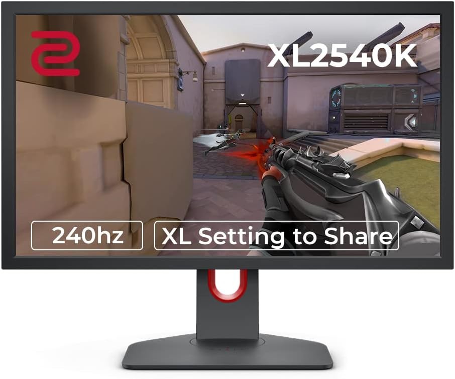 BenQ ZOWIE XL2540K 24.5-inch 240Hz Gaming Monitor 1080P 1ms Smaller Base Flexible Height & Tilt Adjustment XL Setting to Share Customizable Quick Menu Black eQualizer Color Vibrance