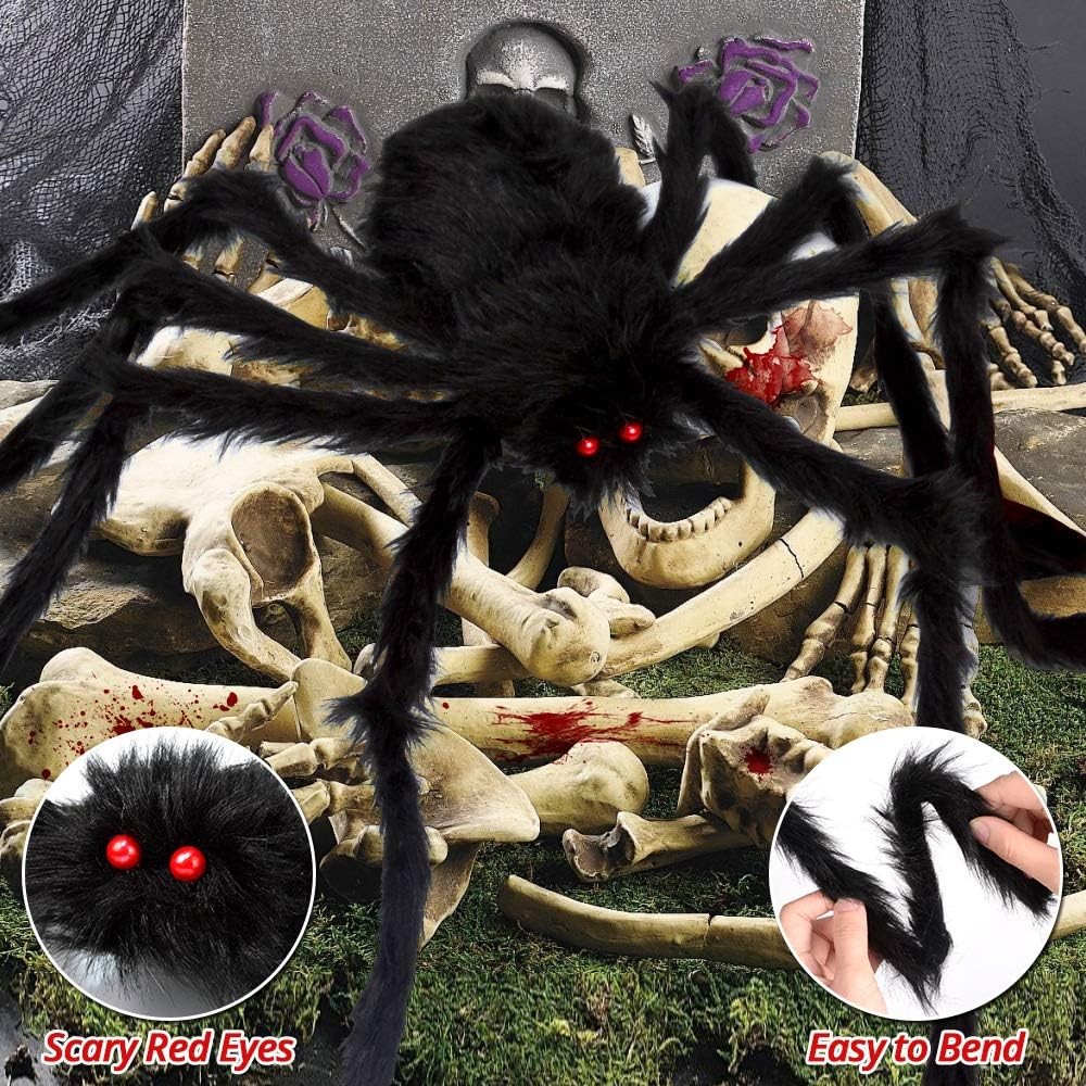 200" Halloween Spider Web + 59" Giant Spider Decorations Fake Spider with Triangular Huge Spider Web for Indoor Outdoor Halloween Decorations Yard Home Costumes Parties Haunted House Décor – photo 2 of 5