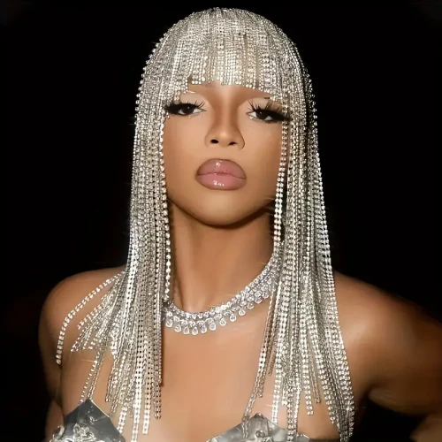 Rhinestone Tassel Headpiece - 1920s-Inspired Crystal Embellished Hat