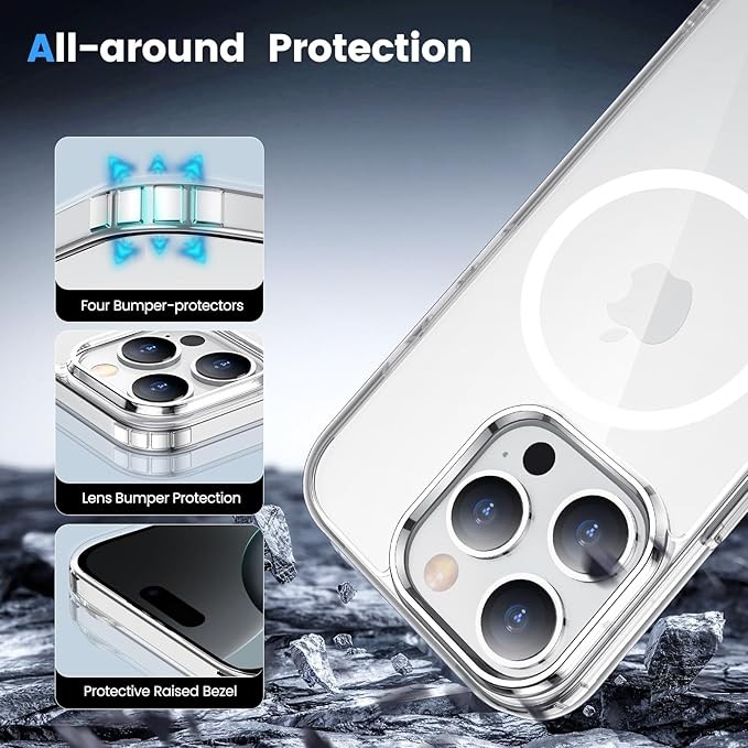 Temdan for iPhone 16 Pro Case Clear, [Compatible with Magsafe][Anti-Yellowing][Military-Grade Protection] Shockproof Slim Magnetic Phone Case for iPhone 16 Pro, Transparent – photo 3 of 5
