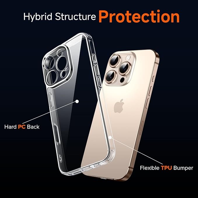 ivoler 3-in-1 Clear Case Designed for iPhone 16 Pro 6.3'' 2024 with 2 Pack Tempered Glass Screen Protector [Full Camera Protection], Military Shockproof Hard Back Slim Phone Cover - Clear – photo 3 of 5