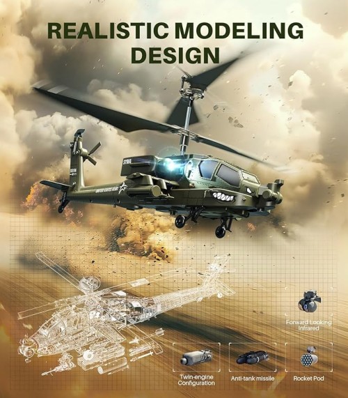 Apache Army Helicopter RC 2.4GHZ