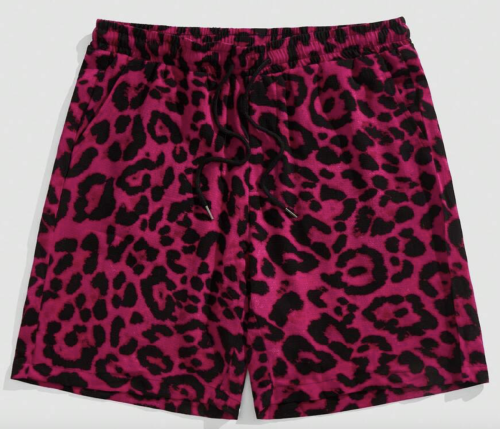 Leopard Print Straight Mid-Waist Shorts