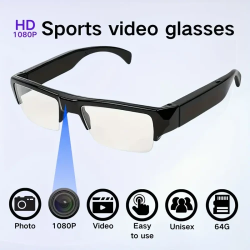 Smart 1080P HD Camera Glasses with 64GB – Sports & Recording