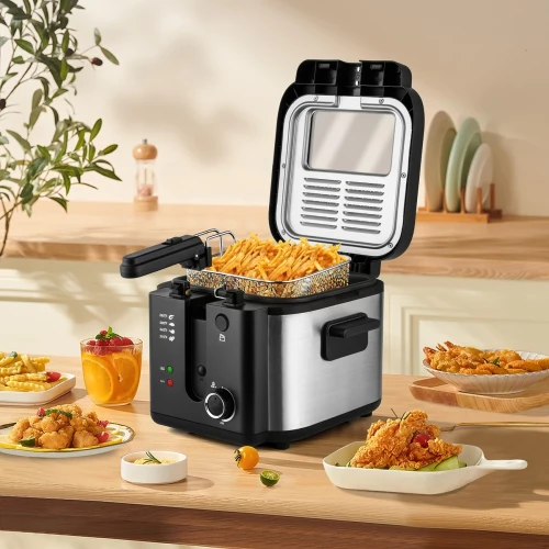 2.5L Home Deep Fryer with Temperature Control – Removable Lid & Fry Basket