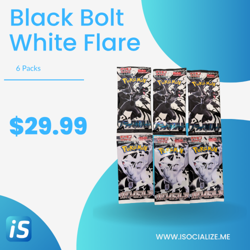 6 Booster Packs – Pokémon SV11 Black Bolt & White Flare Cards (Japanese)