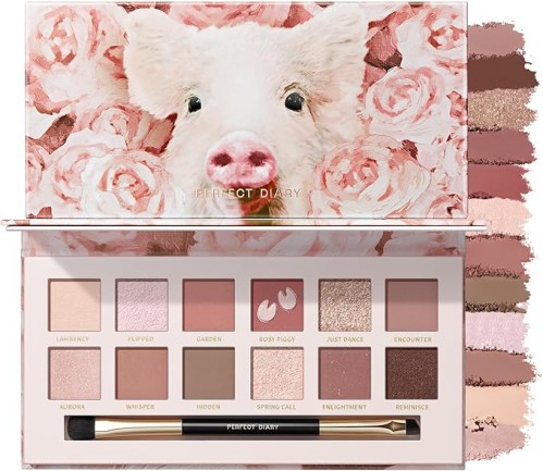 PERFECT DIARY Animal Eyeshadow Palette – 12 Colors (Rose Pink) | 0.05 oz (1.2 g) x 12