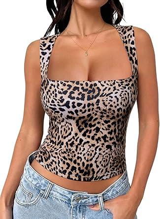 Women’s Square Neck Crop Tank Top – Double Lined Cute Basic Going-Out Top | 2026 Fashion Essential – photo 2 of 2