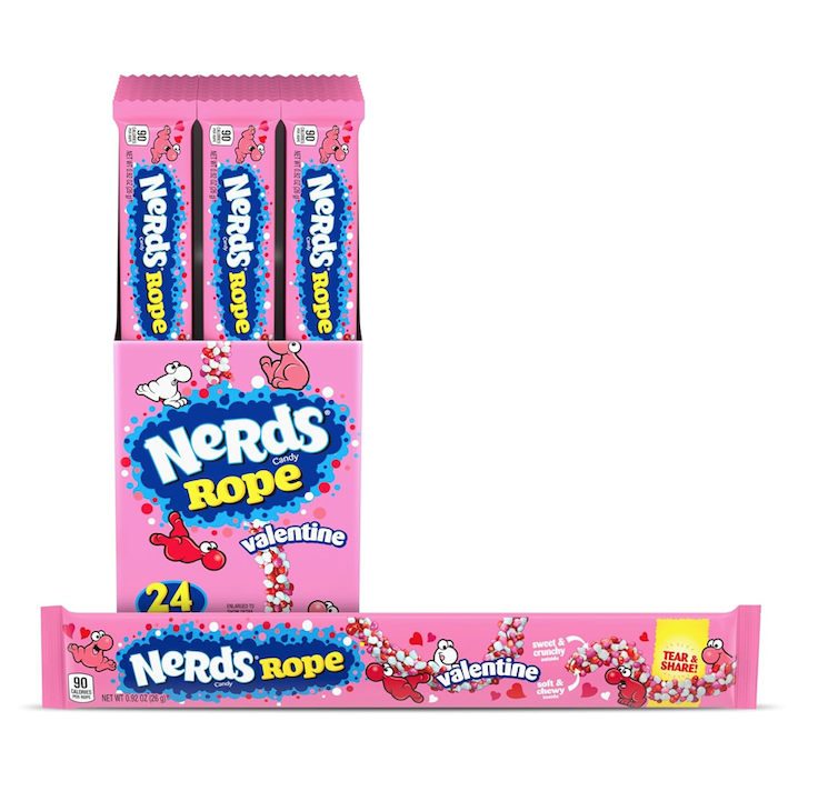 NERDS Rope Valentine Candy 0.92oz – Pack of 24 Individually Wrapped Sweet & Sour Pink White Red Ropes – photo 3 of 3
