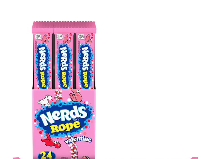 NERDS Rope Valentine Candy 0.92oz – Pack of 24 Individually Wrapped Sweet & Sour Pink White Red Ropes – photo 2 of 3