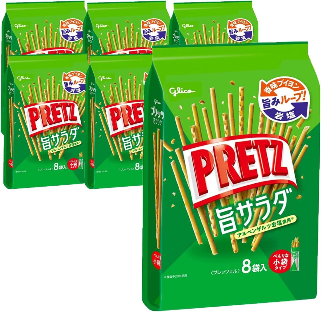 Glico Pretz Delicious Salad 118g (4.16 oz) – 8 Bags x 6 Packs – Savory Pretzel Sticks with Bouillon & Rock Salt – photo 2 of 2