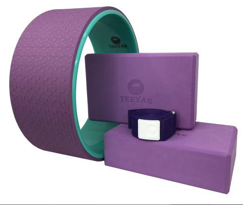 Yoga Wheel (Yoga Ring/Yoga Circle) Diameter 32 x Width 13 cm Yoga Block (High Density/200g) Yoga Strap Kit