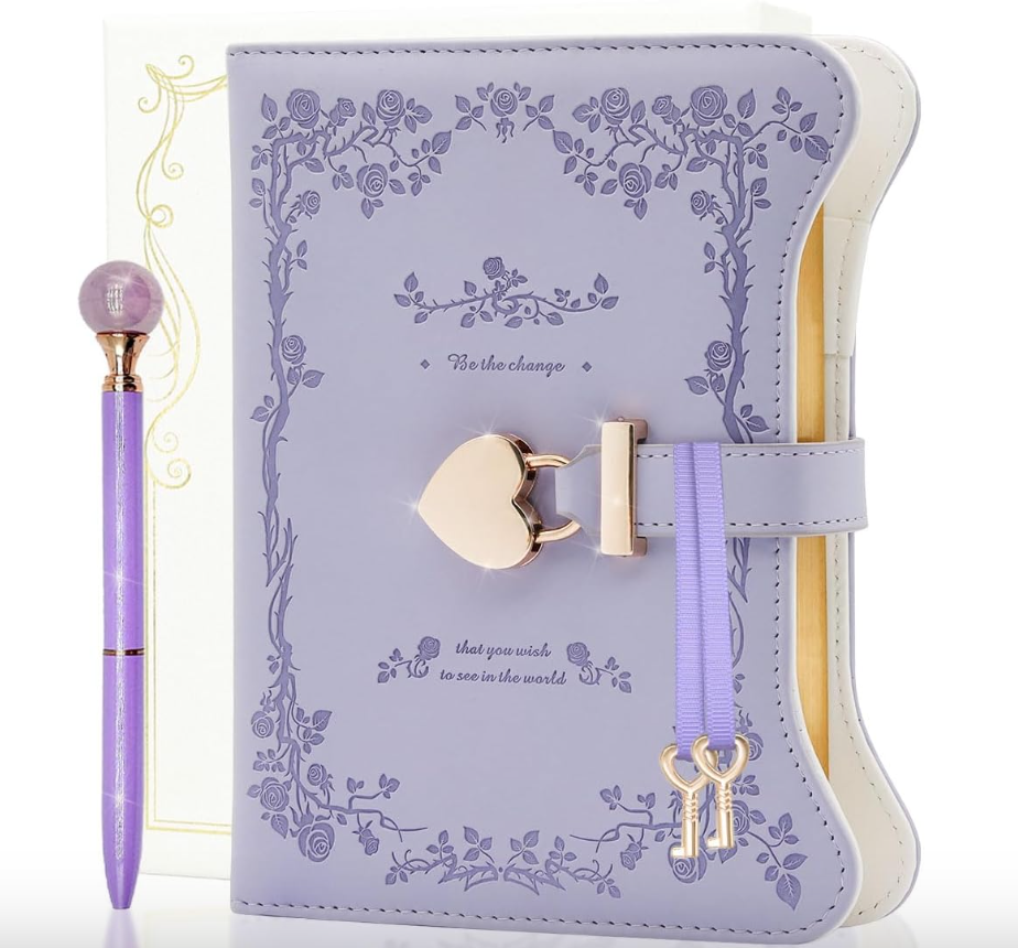 Locked Notebook, Diary with Key  Purple