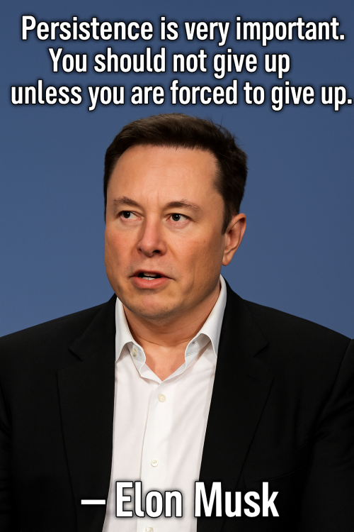 #elonmusk said, Never give up.
