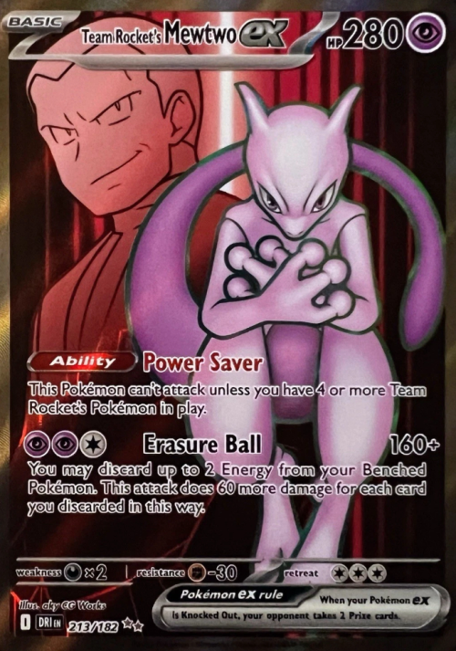 Pokemon TCG Team Rocket's Mewtwo EX 213/182 Full Art Destined Rivals