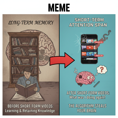 Short videos can drastically reduces memory and attention.