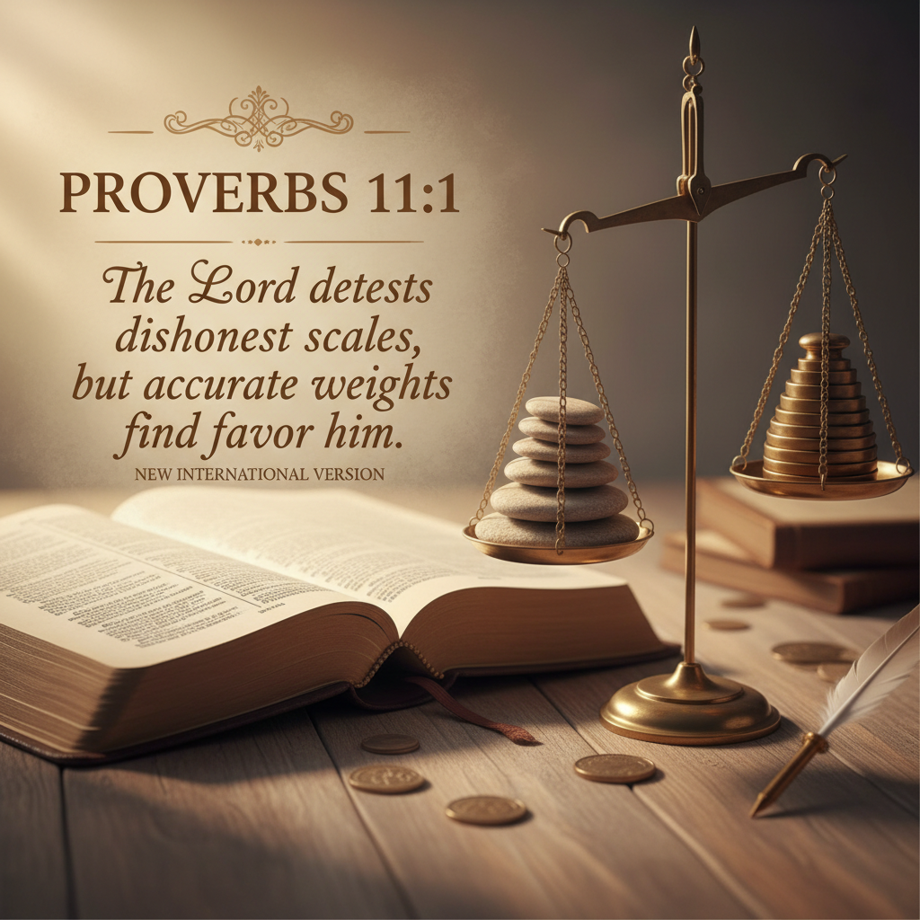 Proverbs 11:1 New International Version 11 The Lord detests dishonest…