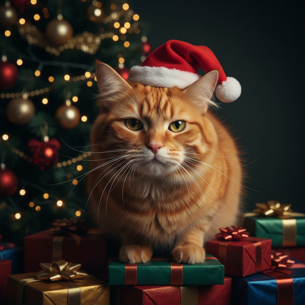 My cat's Christmas spirit usually consists of trying to climb the…