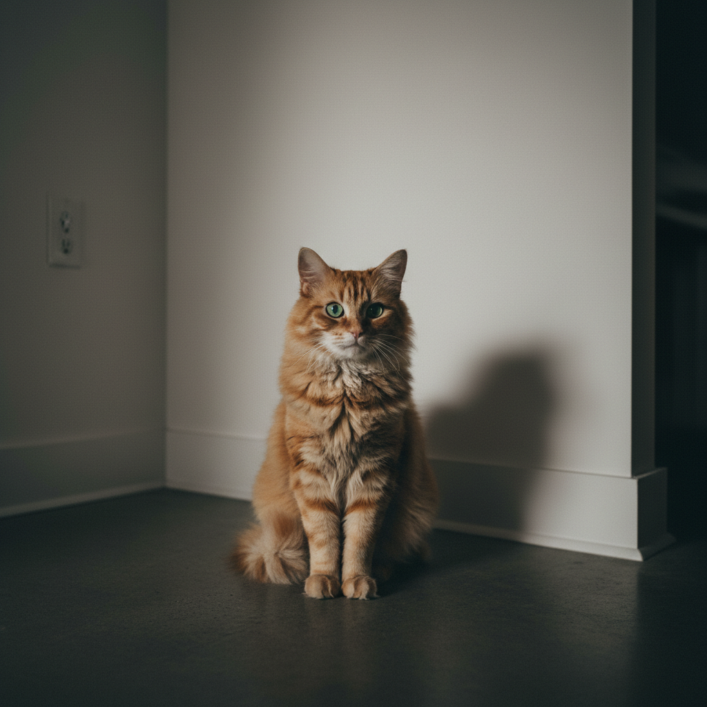 My cat stares at the wall like it owes him money.