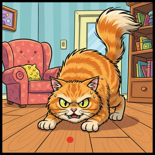 My cat thinks the laser pointer is an existential threat that must be…