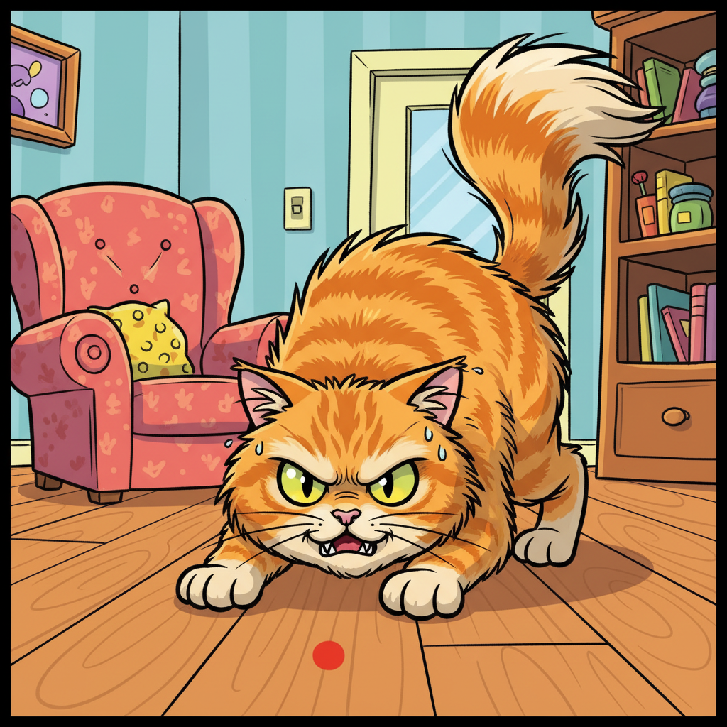 My cat thinks the laser pointer is an existential threat that must be…