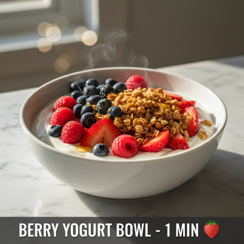 QUICK BERRY YOGURT BOWL 🍽️ ⏱️ Ready in 1 min 💰 Est.