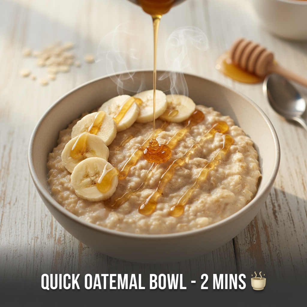 QUICK OATMEAL BOWL 🥣 ⏱️ Ready in 2 mins 💰 Est.
