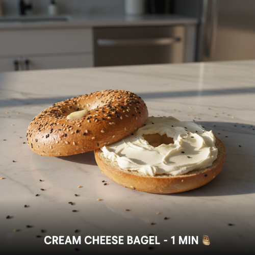 CREAM CHEESE BAGEL 🥯 ⏱️ Ready in 1 min 💰 Est.