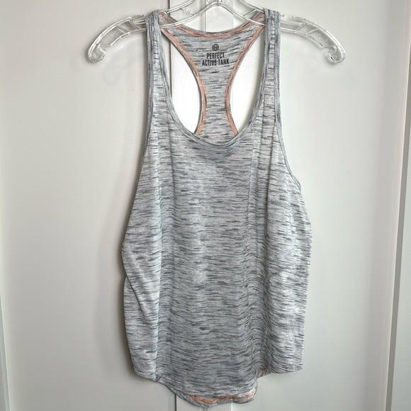 SO Perfect Active Tank Top Heathered Gray Racerback Athletic Workout Women's L