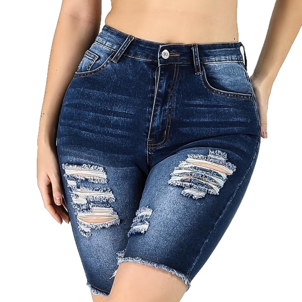 Tight-fit High-waisted Stretchy Versatile Womens Denim Mid-length Pants – photo 2 of 3