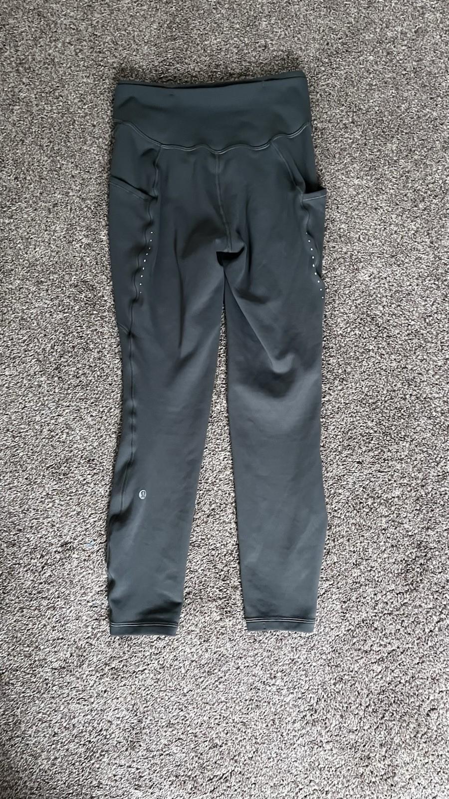 Lululemon Dark Gray High-Rise Ankle Leggings Size 8 Pockets Reflective Accents – photo 2 of 3