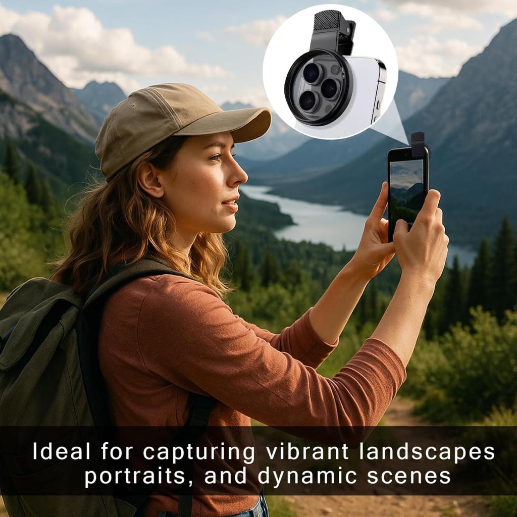 52mm Professional Phone Camera Clip With Macro Lens CPL Star Variable ND Filter For All Smartphones Aluminum Alloy Thread - With CPL Filter,Round Hole – photo 2 of 3