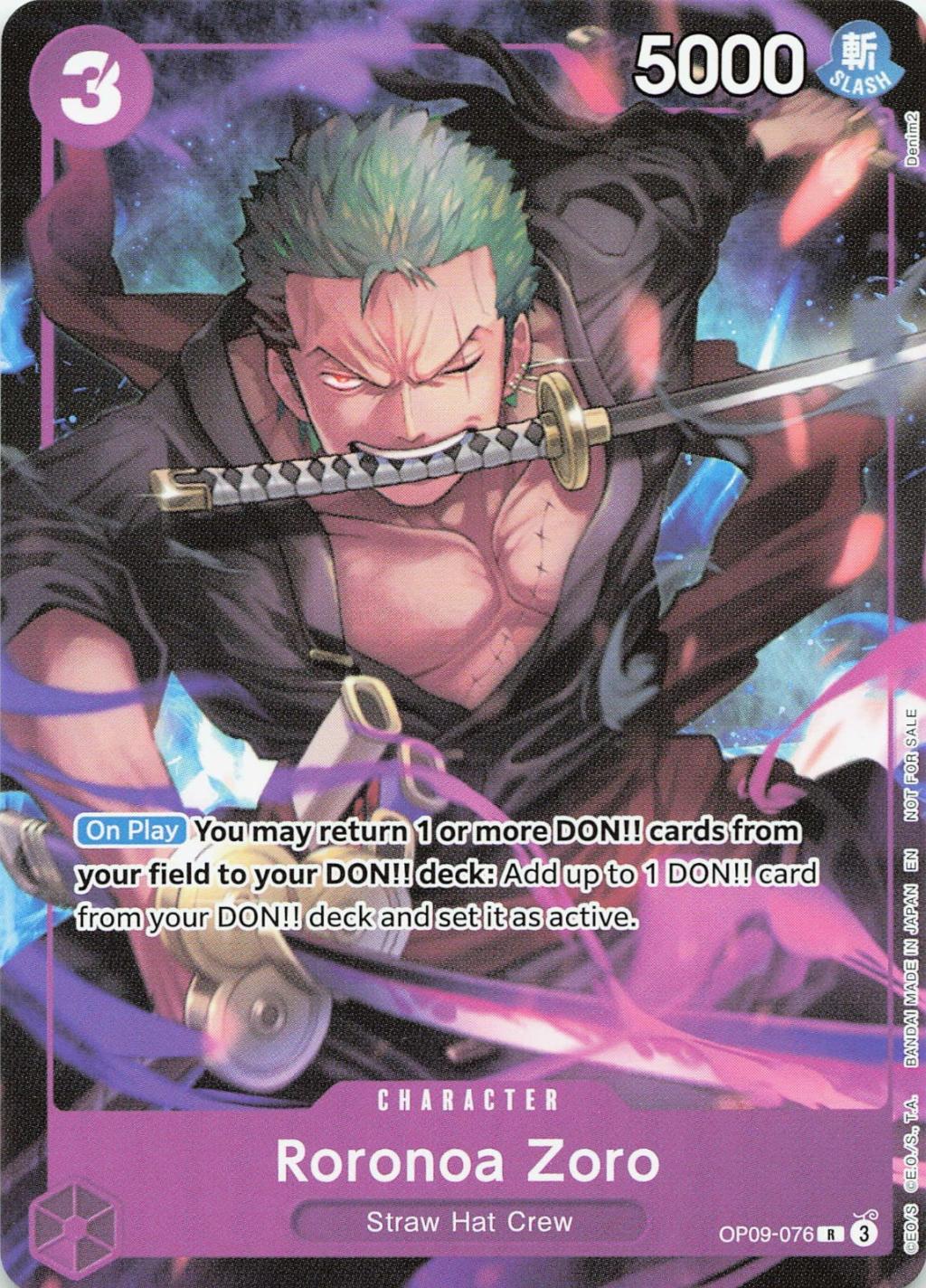 ONE PIECE Roronoa Zoro Welcome Pack Vol. 2 #OP09-076 One Piece Promo NM – photo 3 of 3