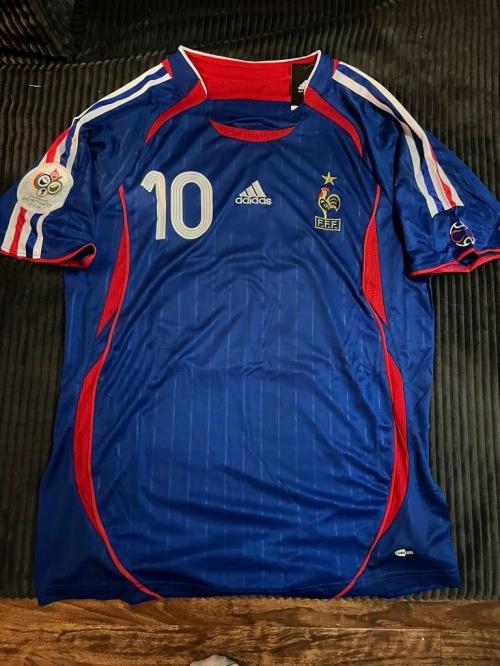 France #10 Zinedine Zidane Blue Soccer Jersey FIFA World Cup 2006