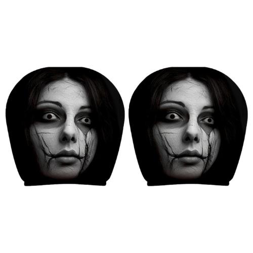 Pair Horror Style Car Headrest Protectors Machine Washable & Strong Covers Set