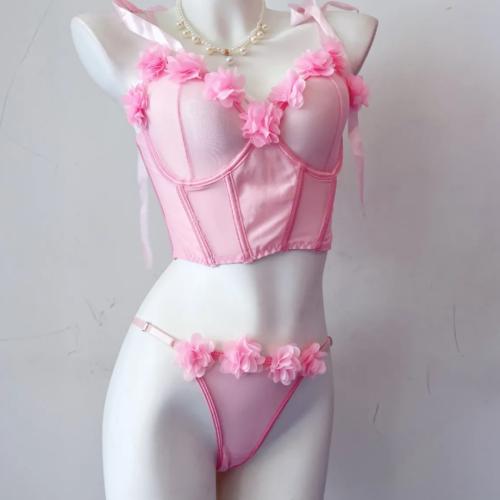 Butterfly Knot Petal Strap Slimming Underwear Gathering Bra Set