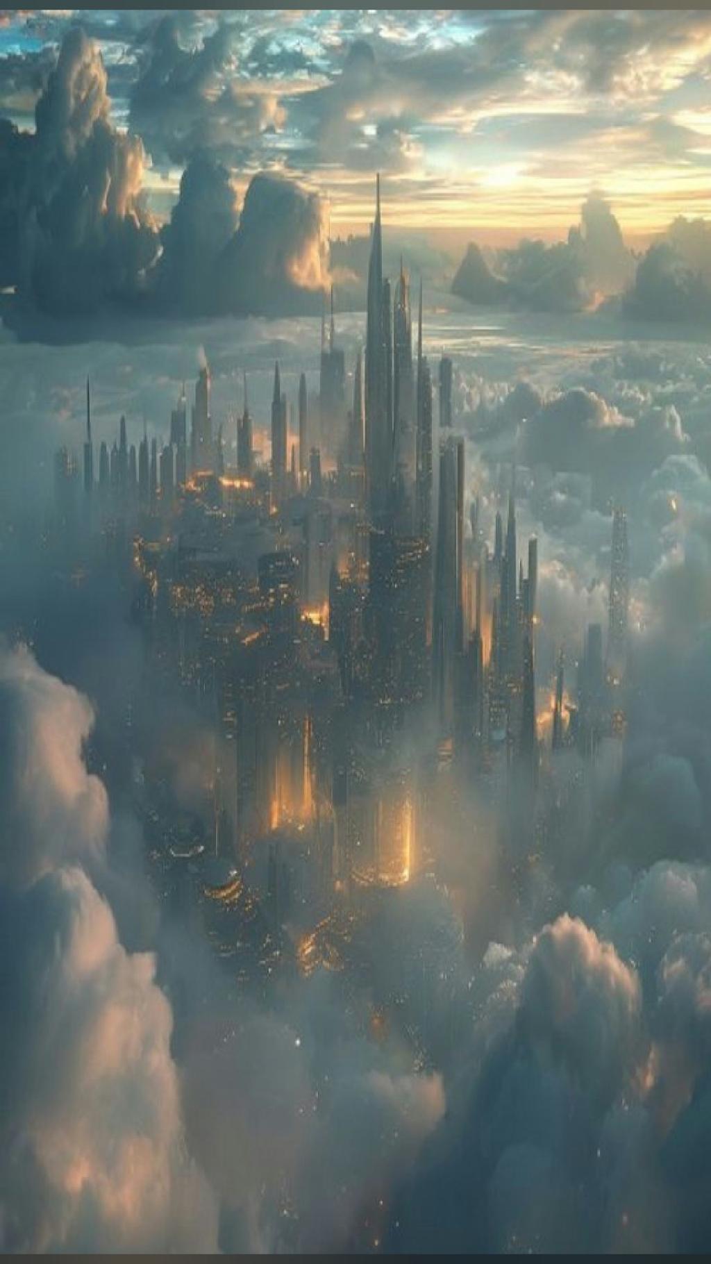 made with AI 🎨 A Futuristic City Floating In The Clouds 🎨 AI art…