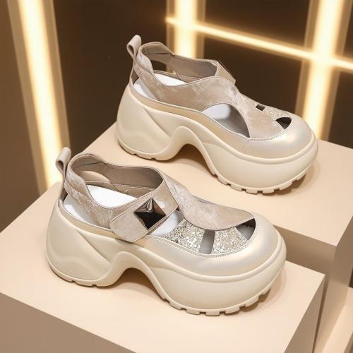 Fashionable Versatile Chunky-heel Height-increasing Womens Sandals